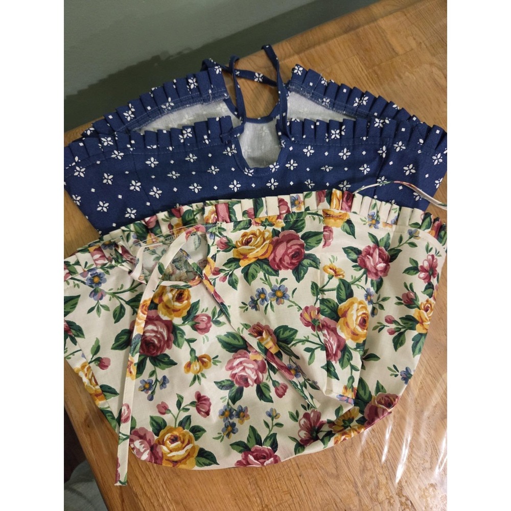 2 Longaberger Rectangular Basket 7"x4"x4" Liner Garden Splendor and Blue